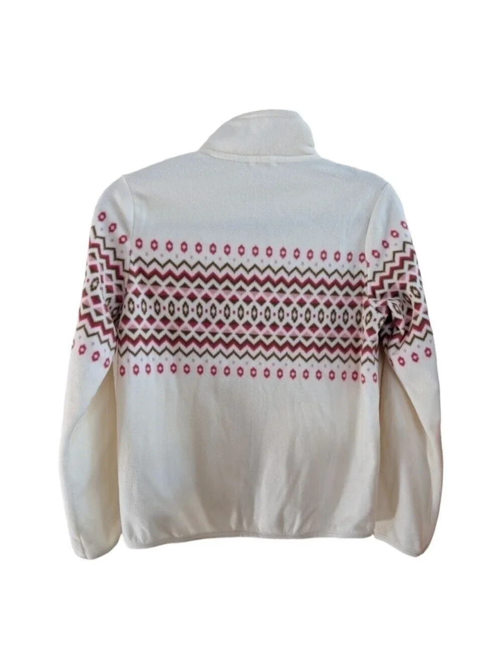 UniQlo Cream,pink,rust and brown full zip fleece Size 13Y EUC